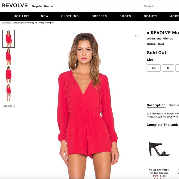 Lovers + Friends Red Long Sleeve Romper - Picture 2 of 5